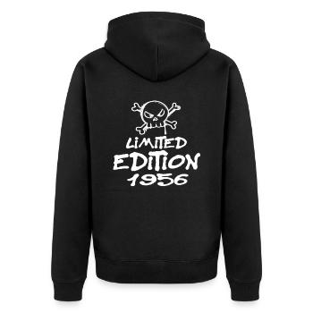 Limited Edition 1956 Geburtstag 1956 Geboren - Unisex Premium Bio Zip Hoodie - Schwarz - Hinten - Nico (187cm)