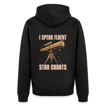 Astronomer - Unisex Premium Organic Zip Hoodie - black - Back - Nico (187cm)