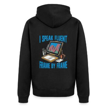 Animator - Unisex Premium Organic Zip Hoodie - black - Back - Nico (187cm)