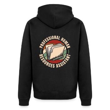 Hr Assistent - Unisex Premium Bio Zip Hoodie - Schwarz - Hinten - Nico (187cm)