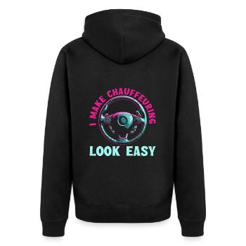 Chauffeur - Unisex Premium Organic Zip Hoodie - black - Back - Nico (187cm)