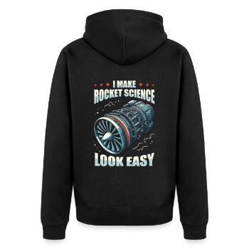 Aerospace Engineer - Unisex Premium Organic Zip Hoodie - black - Back - Nico (187cm)