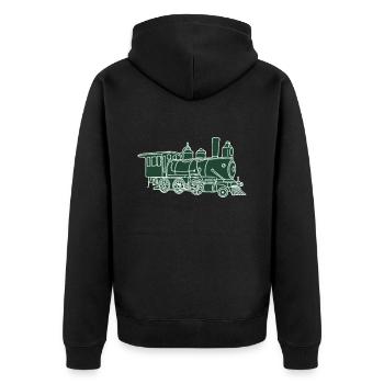 Eisenbahn - Dampflok - Unisex Premium Bio Zip Hoodie - Schwarz - Hinten - Nico (187cm)