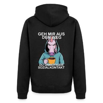 Écarte-toi de mon chemin, contact social inutile - Veste à capuche bio Premium Unisexe - noir - Dos - Nico (187cm)