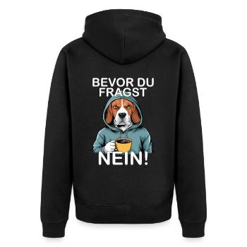 Avant de demander Pas de beagle drôle - Veste à capuche bio Premium Unisexe - noir - Dos - Nico (187cm)