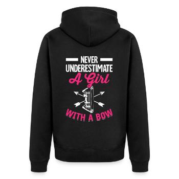 Bogenschießen Bogenschütze Bogen und Pfeil Ein Mäd - Unisex Premium Bio Zip Hoodie - Schwarz - Hinten - Nico (187cm)