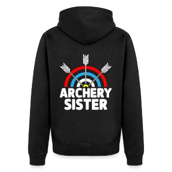 Tir à l’arc Sister Archer Arc et patte - Veste à capuche bio Premium Unisexe - noir - Dos - Nico (187cm)