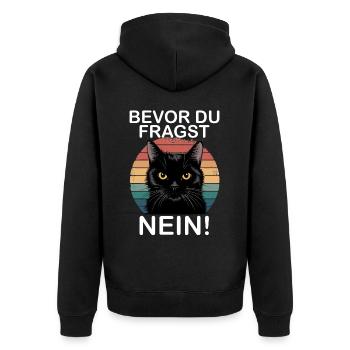 Before You Ask No Funny Black Cat - Unisex Premium Organic Zip Hoodie - black - Back - Nico (187cm)