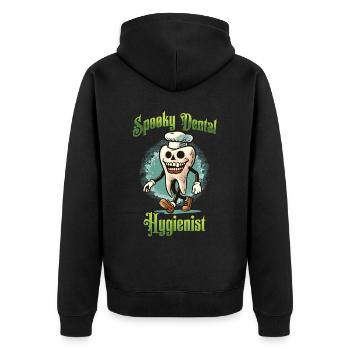 Gruselige Zahnpflege Schlechte Zähne Spaß - Unisex Premium Bio Zip Hoodie - Schwarz - Hinten - Nico (187cm)