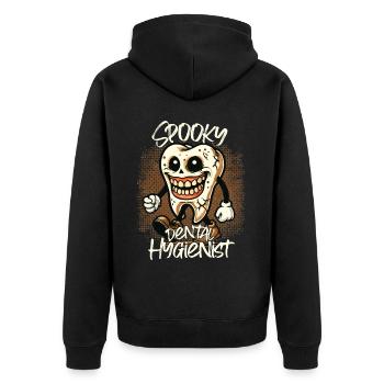 Spooky Zahnhygieniker Halloween Zahn - Unisex Premium Bio Zip Hoodie - Schwarz - Hinten - Nico (187cm)