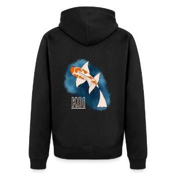 Koi - Unisex Premium Bio Zip Hoodie - Schwarz - Hinten - Nico (187cm)
