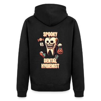 Gruselige Zahnärztliche Halloween Abenteuer - Unisex Premium Bio Zip Hoodie - Schwarz - Hinten - Nico (187cm)