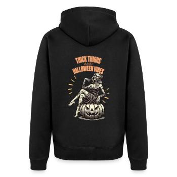 Fun Halloween: Thick Thighs and Vibes - Unisex Premium Organic Zip Hoodie - black - Back - Nico (187cm)