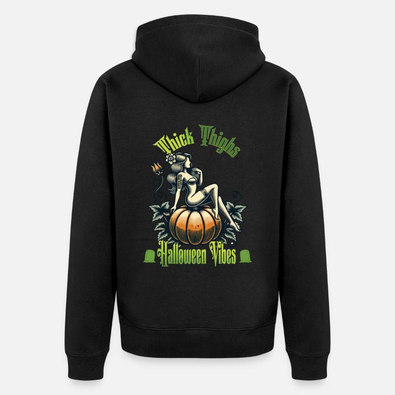 Drôle Halloween Thick Thighs Vibes - Veste à capuche bio Premium Unisexe - noir