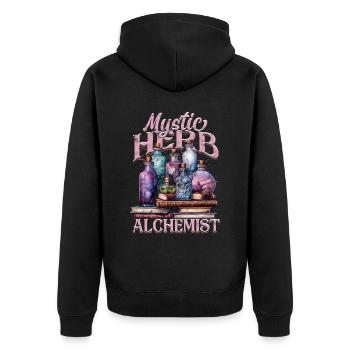 Apotheker Kräutersammler Mystic Herb Alchemist - Unisex Premium Bio Zip Hoodie - Schwarz - Hinten - Nico (187cm)