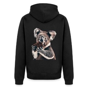 Koala - Unisex Premium Bio Zip Hoodie - Schwarz - Hinten - Nico (187cm)
