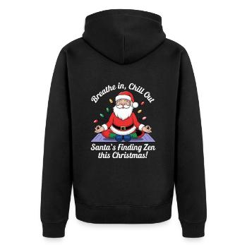 Weihnachten Yoga Weihnachtsmann - Unisex Premium Bio Zip Hoodie - Schwarz - Hinten - Nico (187cm)