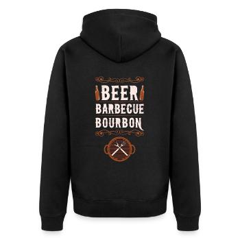 BBQ Bier Barbecue Bourbon Grillen - Unisex Premium Bio Zip Hoodie - Schwarz - Hinten - Nico (187cm)