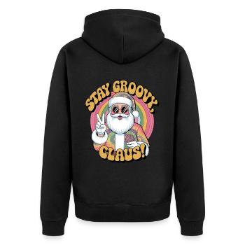 Weihnachtsmann Retro Santa Claus Disco - Unisex Premium Bio Zip Hoodie - Schwarz - Hinten - Nico (187cm)