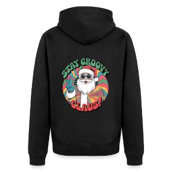 Weihnachtsmann Retro Santa Claus Disco - Unisex Premium Bio Zip Hoodie - Schwarz - Hinten - Nico (187cm)