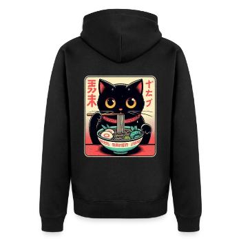 Chat Ramen Nouilles Anime Japonais Chat Chaton - Veste à capuche bio Premium Unisexe - noir - Dos - Nico (187cm)