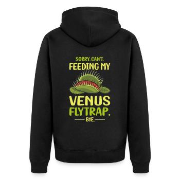 Venusfliegenfalle Karnivore Pflanze Design - Unisex Premium Bio Zip Hoodie - Schwarz - Hinten - Nico (187cm)