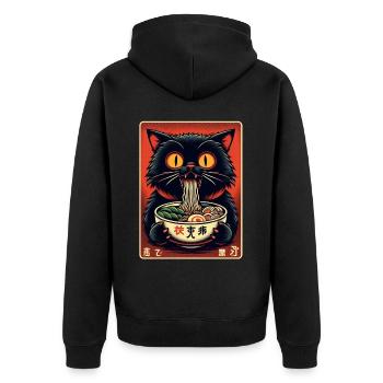 Chat Ramen Nouilles Anime Japonais Chat Chaton - Veste à capuche bio Premium Unisexe - noir - Dos - Nico (187cm)