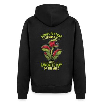 Venusfliegenfalle Karnivore Pflanze Design - Unisex Premium Bio Zip Hoodie - Schwarz - Hinten - Nico (187cm)