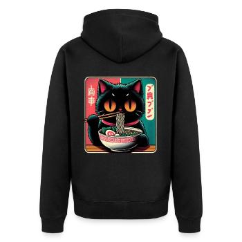 Chat Ramen Nouilles Anime Japonais Chat Chaton - Veste à capuche bio Premium Unisexe - noir - Dos - Nico (187cm)