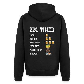 BBQ Timer for Grill Masters: Beer and Meat Enjoyment - Unisex Premium Organic Zip Hoodie - black - Back - Nico (187cm)