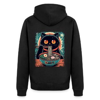 Chat Ramen Nouilles Anime Japonais Chat Chaton - Veste à capuche bio Premium Unisexe - noir - Dos - Nico (187cm)