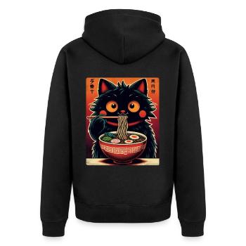 Chat Ramen Nouilles Anime Japonais Chat Chaton - Veste à capuche bio Premium Unisexe - noir - Dos - Nico (187cm)