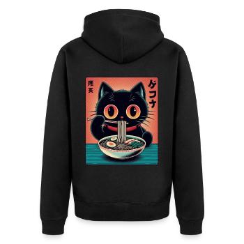 Chat Ramen Nouilles Anime Japonais Chat Chaton - Veste à capuche bio Premium Unisexe - noir - Dos - Nico (187cm)