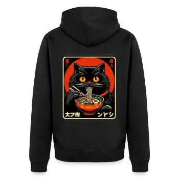 Chat Ramen Nouilles Anime Japonais Chat Chaton - Veste à capuche bio Premium Unisexe - noir - Dos - Nico (187cm)
