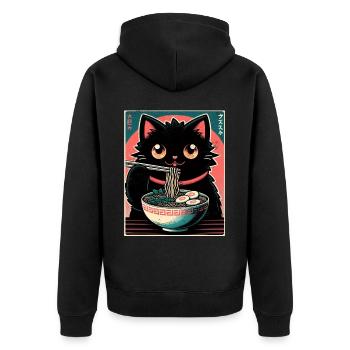 Chat Ramen Nouilles Anime Japonais Chat Chaton - Veste à capuche bio Premium Unisexe - noir - Dos - Nico (187cm)