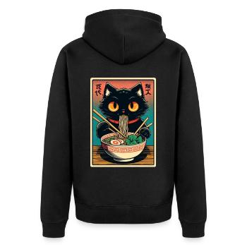 Chat Ramen Nouilles Anime Japonais Chat Chaton - Veste à capuche bio Premium Unisexe - noir - Dos - Nico (187cm)