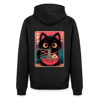 Chat Ramen Nouilles Anime Japonais Chat Chaton - Veste à capuche bio Premium Unisexe - noir - Dos - Nico (187cm)