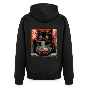 Chat Ramen Nouilles Anime Japonais Chat Chaton - Veste à capuche bio Premium Unisexe - noir - Dos - Nico (187cm)