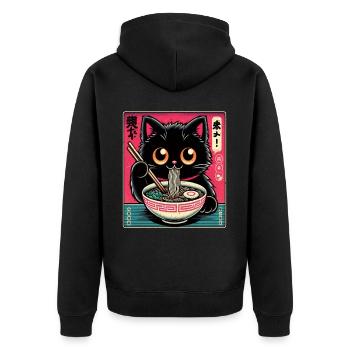Chat Ramen Nouilles Anime Japonais Chat Chaton - Veste à capuche bio Premium Unisexe - noir - Dos - Nico (187cm)