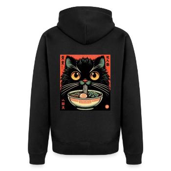 Chat Ramen Nouilles Anime Japonais Chat Chaton - Veste à capuche bio Premium Unisexe - noir - Dos - Nico (187cm)