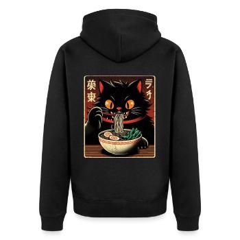 Chat Ramen Nouilles Anime Japonais Chat Chaton - Veste à capuche bio Premium Unisexe - noir - Dos - Nico (187cm)