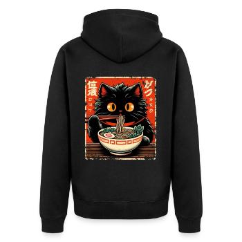 Chat Ramen Nouilles Anime Japonais Chat Chaton - Veste à capuche bio Premium Unisexe - noir - Dos - Nico (187cm)