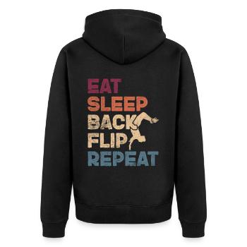 Backflip - Unisex Premium Organic Zip Hoodie - black - Back - Nico (187cm)