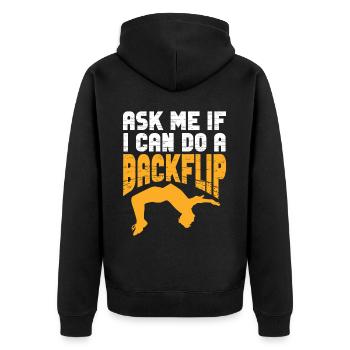 Backflip Salto Acrobatics Parkour Gymnastics Gift - Unisex Premium Organic Zip Hoodie - black - Back - Nico (187cm)