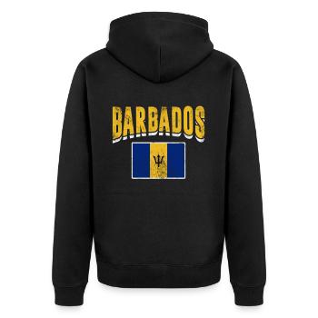 Barbados - Unisex Premium Bio Zip Hoodie - Schwarz - Hinten - Nico (187cm)