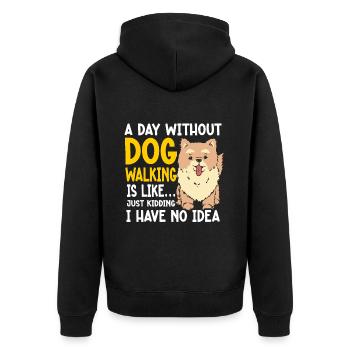 Dog Walker Professional Pet Sitter Dog Walking - Unisex Premium Bio Zip Hoodie - Schwarz - Hinten - Nico (187cm)