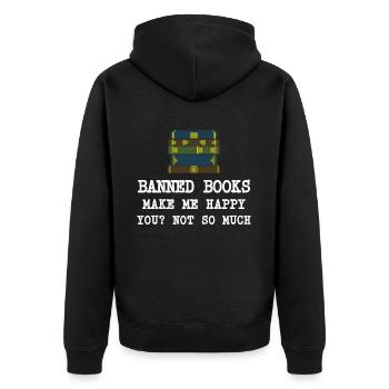 Buch Bücher Bibliothek Literatur Lesen Read Books - Unisex Premium Bio Zip Hoodie - Schwarz - Hinten - Nico (187cm)