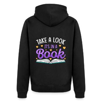 Buch Bücher Bibliothek Literatur Lesen Read Books - Unisex Premium Bio Zip Hoodie - Schwarz - Hinten - Nico (187cm)