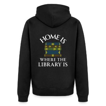 Buch Bücher Bibliothek Literatur Lesen Read Books - Unisex Premium Bio Zip Hoodie - Schwarz - Hinten - Nico (187cm)