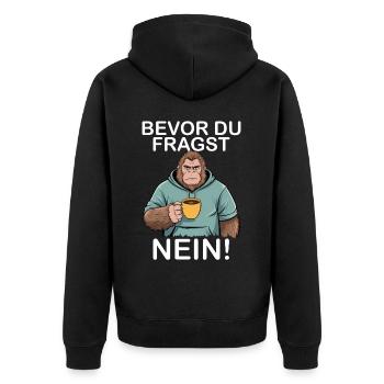 Bevor Du Fragst Nein Bigfoot - Unisex Premium Bio Zip Hoodie - Schwarz - Hinten - Nico (187cm)